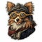 Dieselpunk Shetland Sheepdog Sticker With Yorkshire Terrier