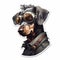 Dieselpunk Yorkshire Terrier Sticker Art