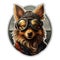 Dieselpunk Yorkshire Terrier Sticker: Digital Art Of A Dog In Flying Helmet And Goggles