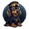 Dieselpunk Yorkshire Terrier Sticker Image With Cartoon Dog Engineer