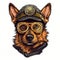 Dieselpunk Yorkshire Terrier Sticker Image Of A German Shepherd