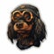 Dieselpunk Yorkshire Terrier Sticker Portrait With Goggles