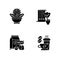 Diet black glyph icons set on white space