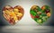 Diet choice dilemma and heart health concept