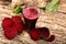 Diet concept-Delicious beet smoothie juice,