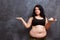 Diet, dieting concept. Beautiful young obese overweight woman wi