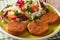 Diet Food: Carrot cutlets with fresh vegetable salad close-up. H