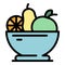 Diet fruit salad icon color outline vector