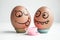 Diet. Funny eggs with painted face concept