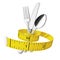 Diet and lose weight - measuring tape tighten fork, spoon and knife