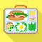 Diet lunch bag icon, flat style