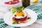 Diet sandwiches with beet root hummus, capers