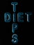 diet tips text written on dark abstract background