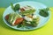 Diet toasts with cheese, salad, avocado, tomato and eggs. Healthy organic food
