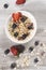 Diet weight loss breakfast, healthy life concept with home made muesli with fresh fruits