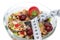 Diet weight loss concept tape measure spoon muesli cereals bowl