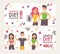 Diet for weight loss, vector illustration banner. Happy slim people, cartoon style characters. Smiling man and woman