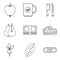 Dietary baking icons set, outline style