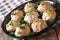 Dietary chicken meatballs with parsley close-up. horizontal