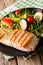 Dietary food: grilled salmon and vegetable salad with arugula cl