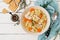 Dietary soup with turkey or chicken fillet with pasta