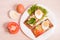 dietetic breakfast foods, crisps sandwich, close-up