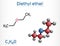 Diethyl ether, ethyl ether molecule. It is an ether in which the oxygen atom is linked to two ethyl groups. Structural chemical