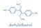 Diethylstilbestrol DES, stilboestrol synthetic estrogen molecule, chemical structure. Skeletal formula.