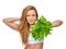 Dieting concept Beautiful Young Woman on diet with healthy food