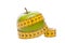 Dieting concept Green apple with measuring tape