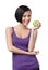Dieting lady with green apple