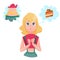 Dieting Lining Lady Temptations Cartoon Character