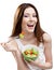 Dieting woman eating salad