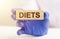 Diets word in doctor hands, dieting concept