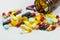 Diferent Tablets pills capsule heap mix