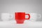 Difference colour coffee tea cup mug 3D illustration for unique or leader concept