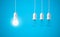 Difference light bulb on blue background. concept of new ideas