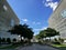 A difference shade between two building and trees. Picture taken at Putrajaya Holding, Putrajaya, Malaysia