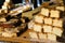 Difference Types of Freshly Baked Bread on Food Market