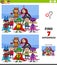 Differences educational game with kids at costume party