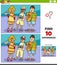 differences game with cartoon tourists characters
