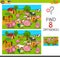 Differences game with farm animal characters