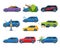 Different Accidents and Crashes on the Road Set, Damaged Car Vehicles Flat Vector Illustration