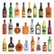 Different alcoholic drinks in bottles