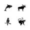 Different animal species black glyph icons set on white space