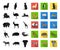 Different animals black,flat icons in set collection for design. Bird, predator and herbivore vector symbol stock web