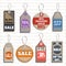 Different badges and tags on the theme of sale, discount