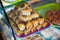 Different bakery sweets on the counter at the entrance to the Paris Mosque