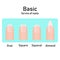 Different basic fashion natural nail shapes. Set kinds forms of nails. Salon nails type trends. Vector illustration