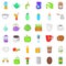 Different beverage icons set, cartoon style